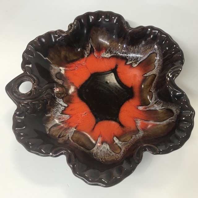 DECOR (DISH), 1960s Glazed Brown Red